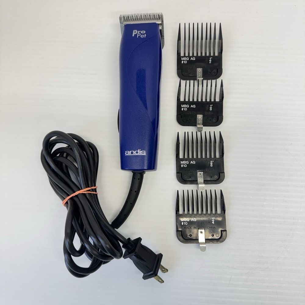 Andis MBG-2 Pro Animal Pet Grooming Clipper #10 Blade Guards Blue Tested